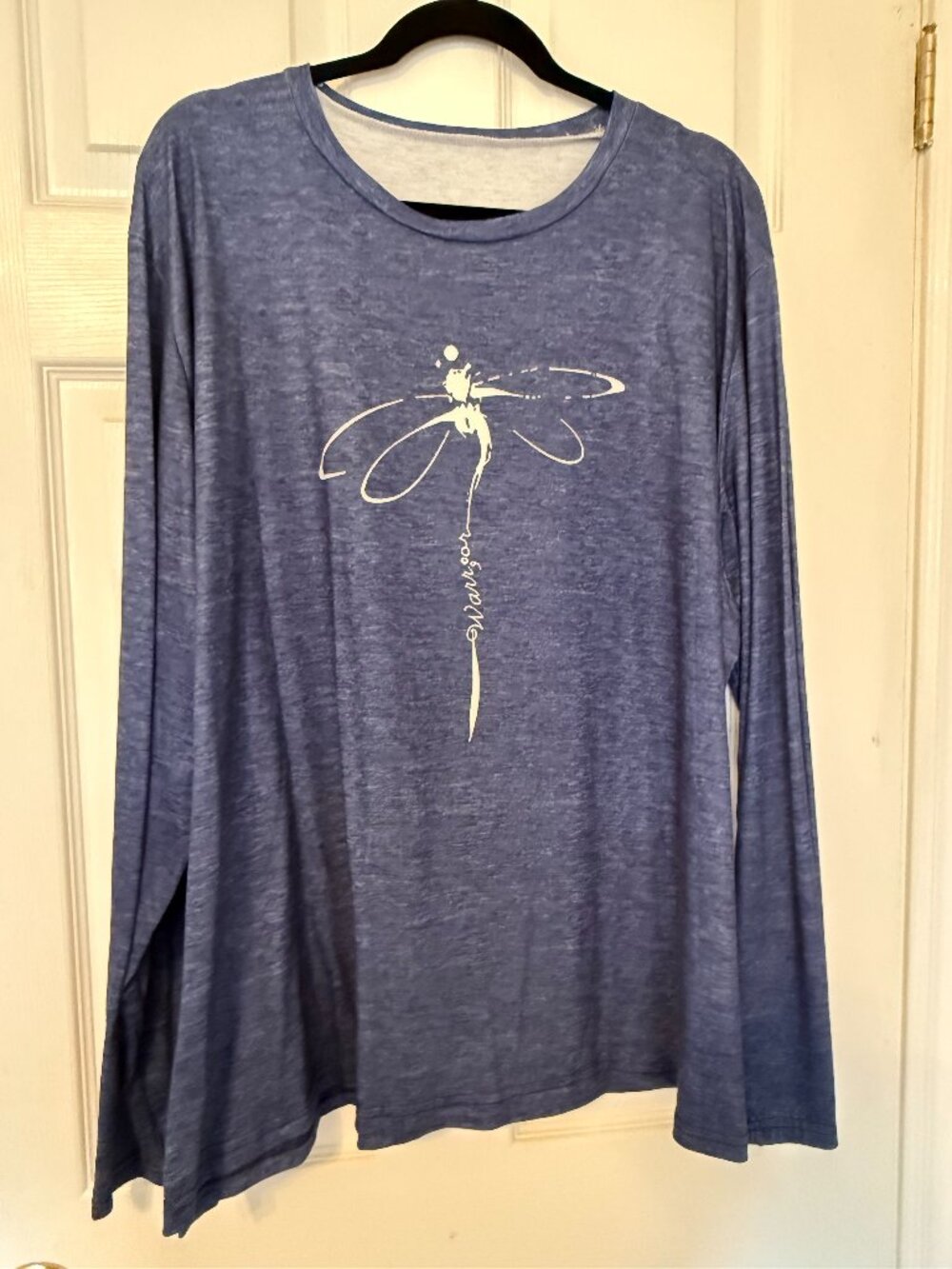 Plus Size 5XL Blue Dragonfly Long Sleeve Top